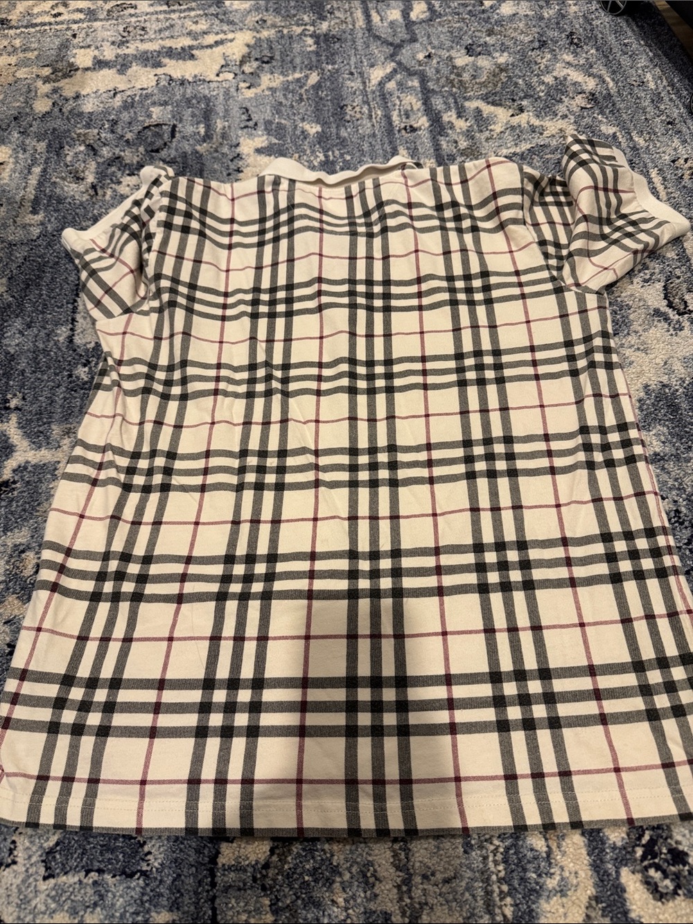 Burberry Men's Cream Polo with Black and Red Check - Picture 9 of 9